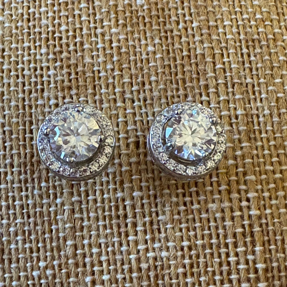 Sterling Silver Two Carat Moissanite Earrings - Picture 3 of 7